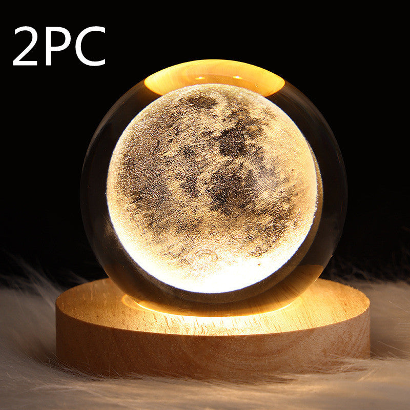 Luminous Starry Sky And Planets Moon Crystal Ball Night Lamp