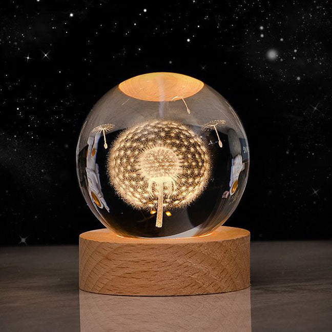 Luminous Starry Sky And Planets Moon Crystal Ball Night Lamp