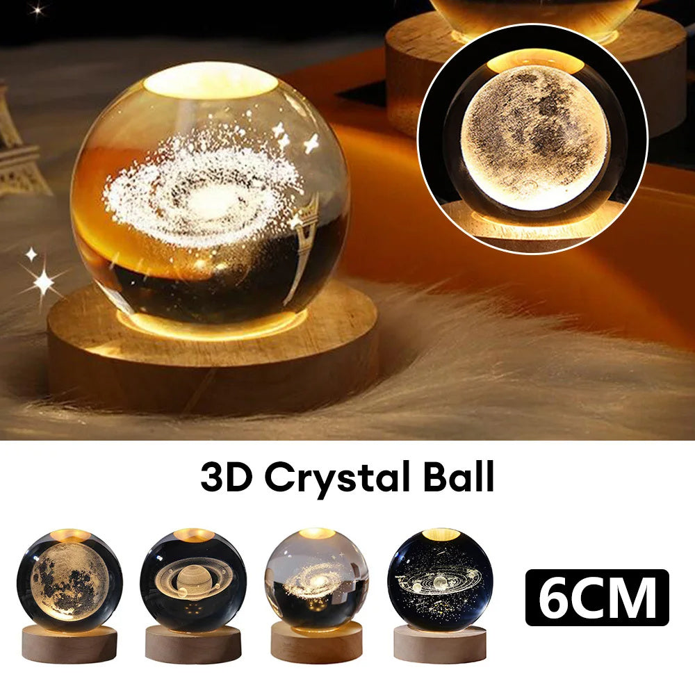 Luminous Starry Sky And Planets Moon Crystal Ball Night Lamp