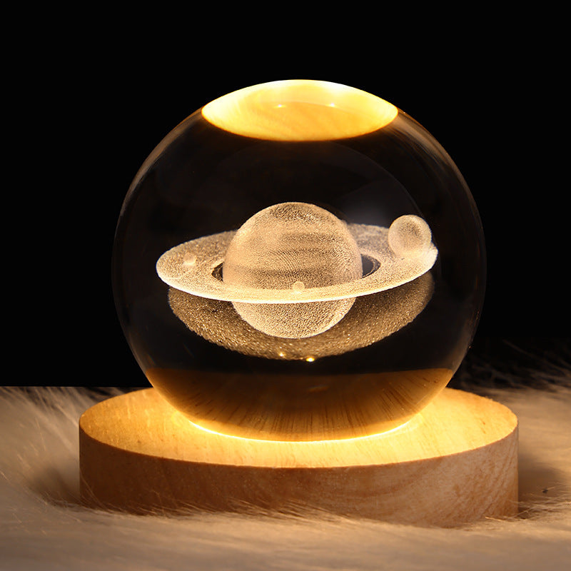 Luminous Starry Sky And Planets Moon Crystal Ball Night Lamp