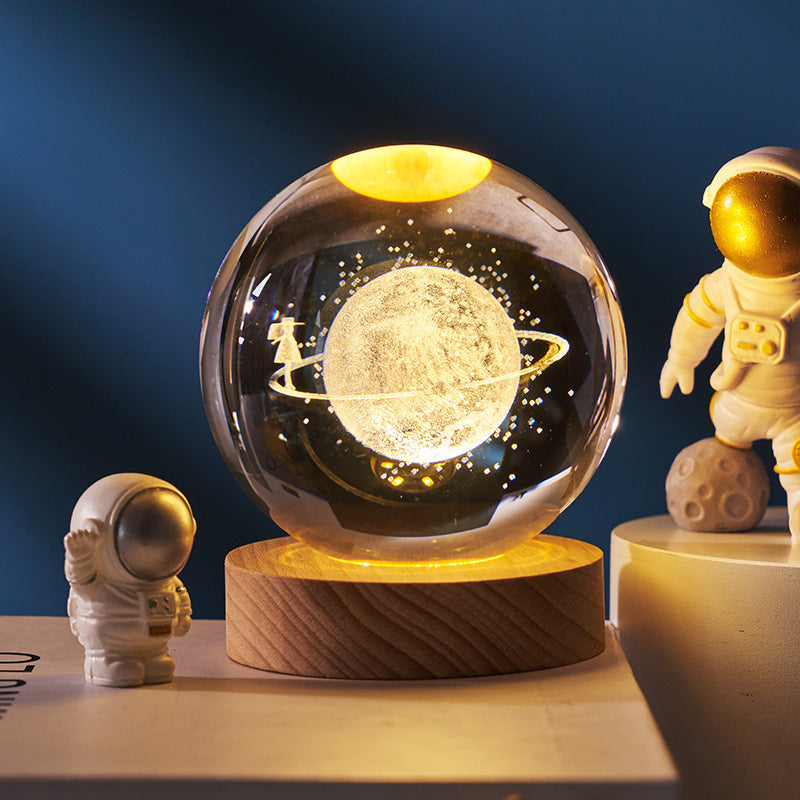 Luminous Starry Sky And Planets Moon Crystal Ball Night Lamp